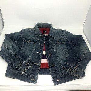 Vintage Gap Kids Denim Jeans Red Striped Sweater Lined Barn Jacket Size XL (12)